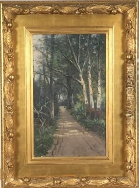 Woodland Landscape Oil Painting - William Henry Hilliard