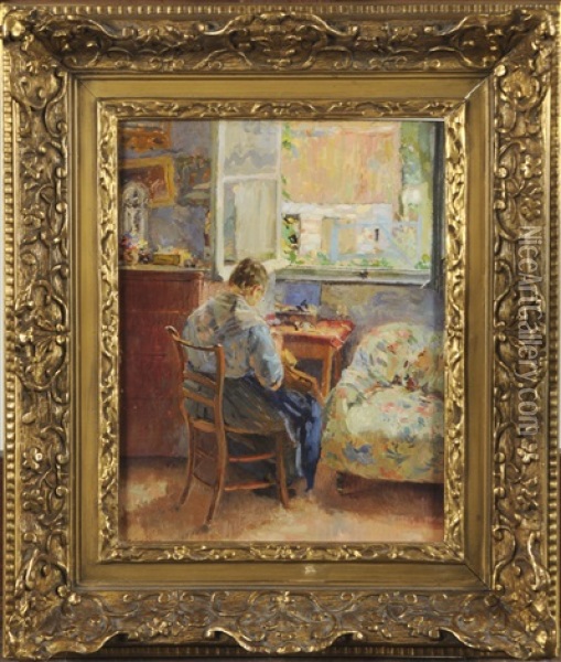 La Couturiere Oil Painting - Ernest Jean Joseph Godfrinon