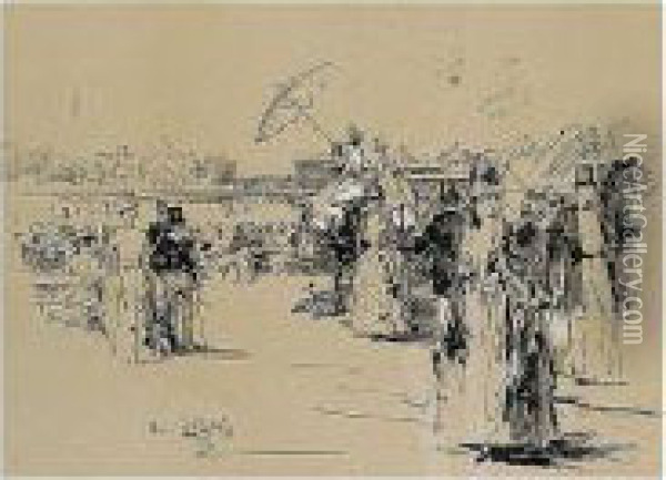 Lords Cricket Ground July 8th & 9th 1887 Oil Painting - Sidney Starr