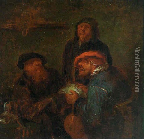 Boors Singing In A Tavern Oil Painting - Egbert van Heemskerck the Elder