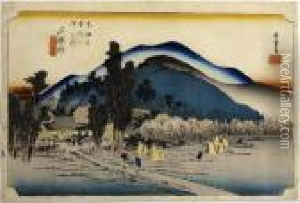 Ishiyakushi, From The Series Tokaido Gojusan Tsugi Oil Painting - Utagawa or Ando Hiroshige