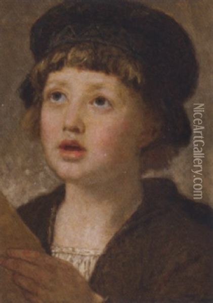 The Choir Boy Oil Painting - Carl Wilhelm Friedrich Bauerle