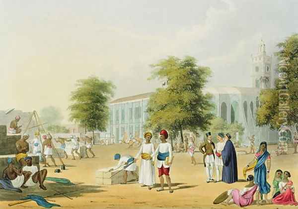 Scene in Bombay Oil Painting - Grindlay, Captain Robert M.