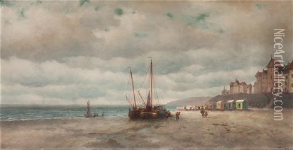 Beach Scene With Boats Oil Painting - William Alexander Coulter