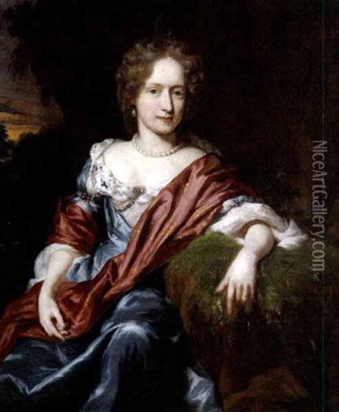 Bildnis Einer Dame Mit Einem Perlenkollier Oil Painting - Nicolaes Maes