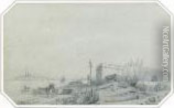 Durand Brager - Vue De Sebastopol Oil Painting - Jean Baptiste Henri Durand-Brager