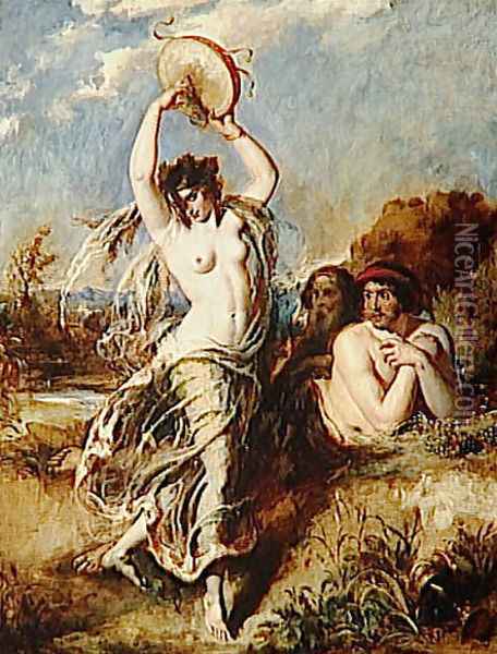 Bacchante Playing The Tambourine Oil Painting - William Etty