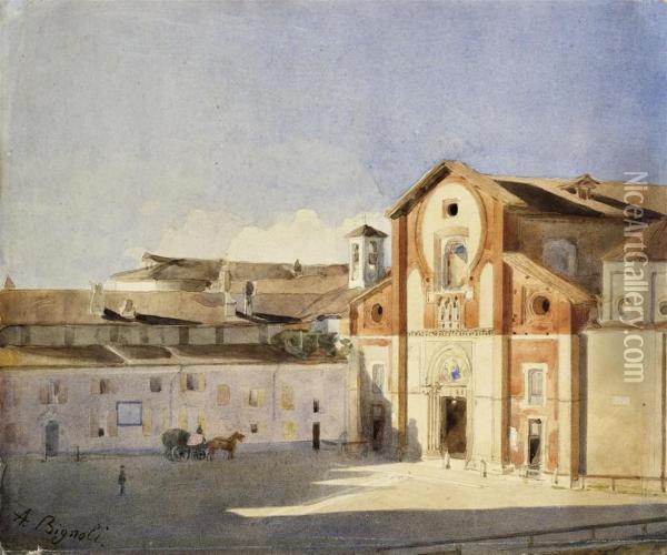 Piazza San Marco, Milano Oil Painting - Antonio Bignoli