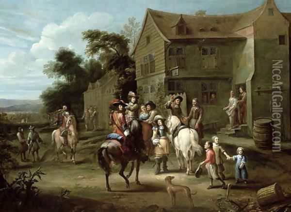 Prince William of Orange with Huntsmen Oil Painting - Gillis van Tilborgh