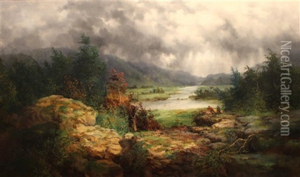Hunting In North Carolina - A Break In The Storm Oil Painting - William Charles Anthony Frerichs