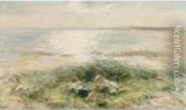 Children By The Sea, Carnoustie Oil Painting - Robert Gemmell Hutchison