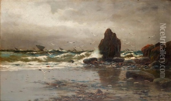 Bord De Mer Oil Painting - Eliseo Meifren y Roig