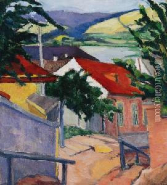 Street In Trencseny Oil Painting - Lajos Tihanyi