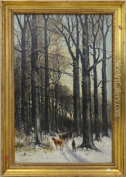 Sous-bois Avec Vaches Oil Painting - Jean (Jan) Michael Ruyten
