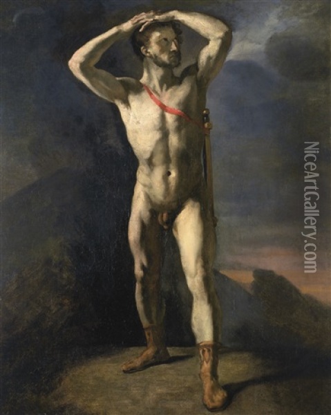 Academie D'homme Nu Au Glaive Oil Painting - Theodore Gericault