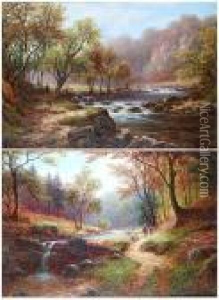 Woodland Stream, Near Barden Oil Painting - William Mellor