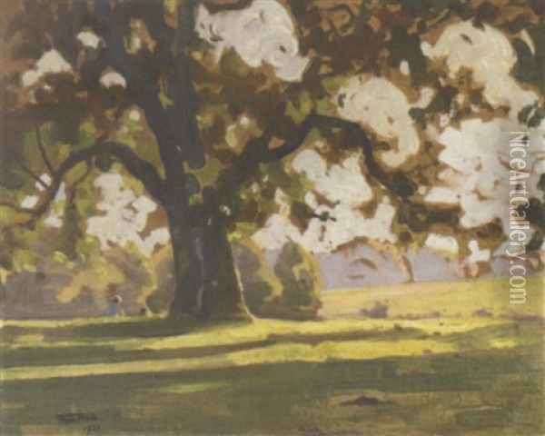 In The Shade Of The Tree Oil Painting - Frederick Hall