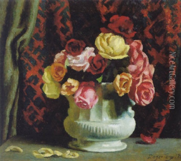 Still Life Of Roses Oil Painting - Roger Fry