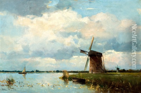 Molen Aan Poldervaart Oil Painting - Willem Johannes Weissenbruch
