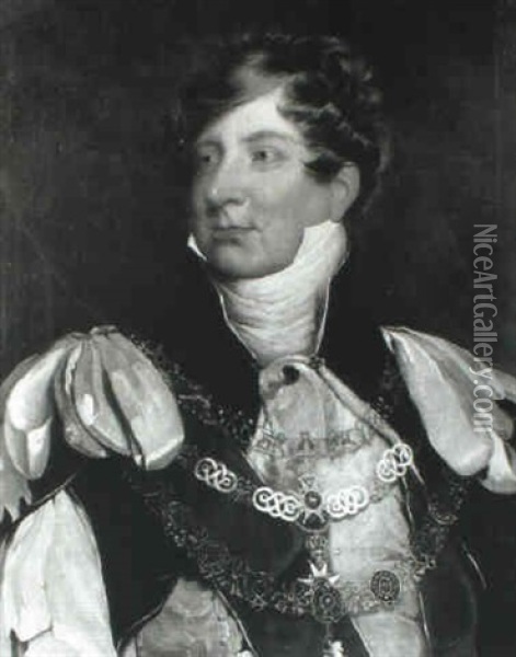 George Iv Wearing Coronation Robes Oil Painting - Thomas Lawrence