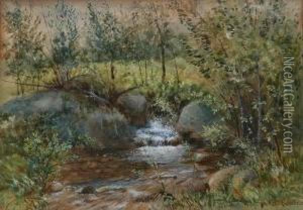 The Stream Oil Painting - Benjamin F. Nutting