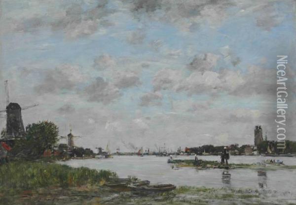 Dordrecht, La Meuse Oil Painting - Eugene Boudin