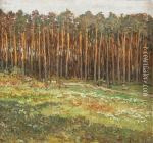 Na Kraji Lesa Oil Painting - Josef Ullmann