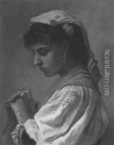 Portrait Of An Italian Girl Oil Painting - Sir Hubert von Herkomer