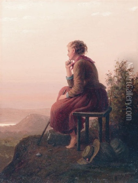 A Pensive Moment Oil Painting - Johann Georg Meyer von Bremen