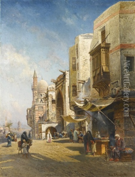 Street In Cairo Oil Painting - Nikolai Egorovich Makovsky
