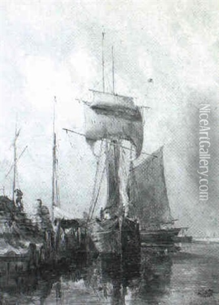 Unloading The Ships Oil Painting - William Joseph J. C. Bond