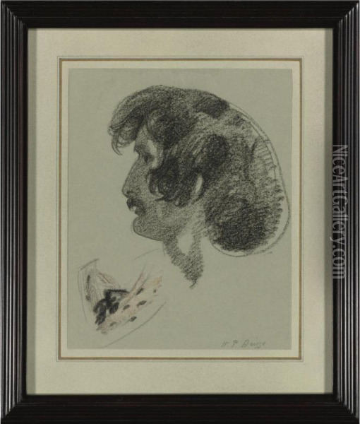 Study Of A Male Head In Profile Oil Painting - Henry Perronet Briggs
