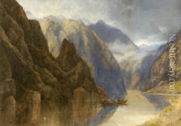 Norwegian Fjord Oil Painting - Edgar E. West