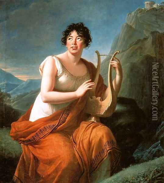 Portrait of Madame de Stael as Corinne on Cape Misenum Oil Painting - Elisabeth Vigee-Lebrun