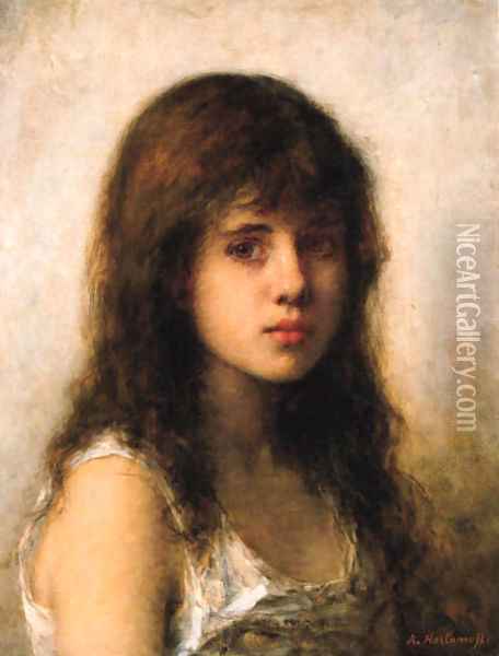 Young girl 3 Oil Painting - Alexei Alexeivich Harlamoff