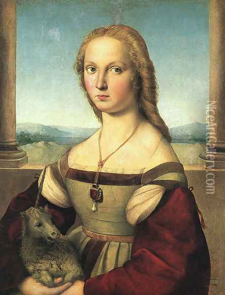 The Woman with the Unicorn 1505 Oil Painting - Raphael