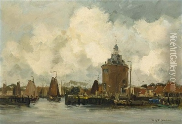 View Of The Dromedaris, Enkhuizen Oil Painting - Willem George Frederik Jansen