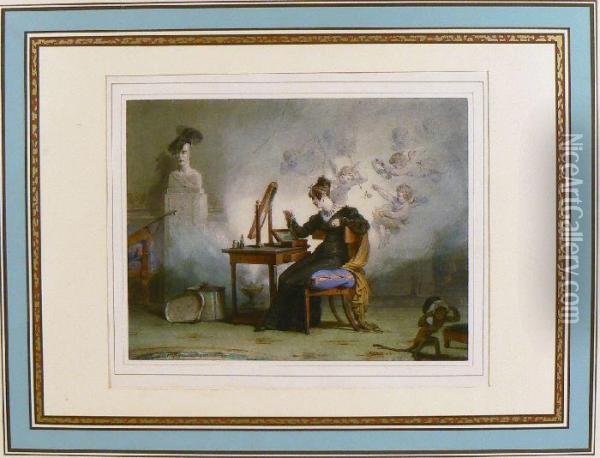 Signora Alla Toilette Oil Painting - Horace Vernet