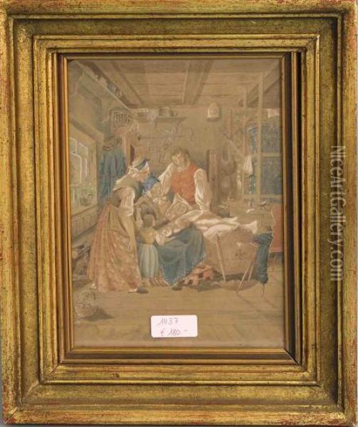 Die Drei Generationen Oil Painting - Johann-Gottlieb Hantzsch