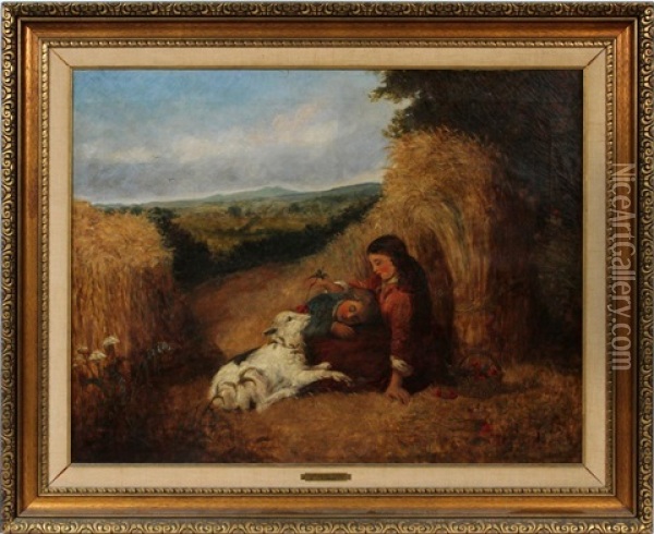 Rest In The Fields Oil Painting - Edward John Cobbett