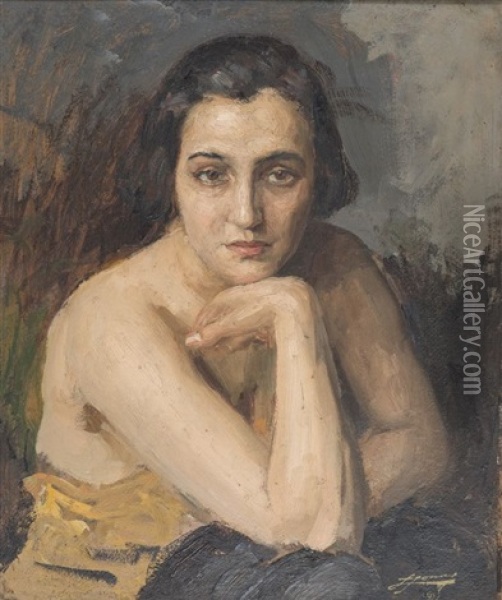 Portrait D'une Femme Oil Painting - Lucien-Hector Jonas