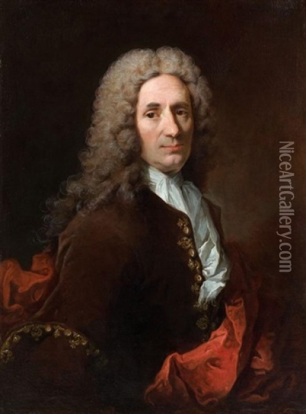 Portrait D'homme De Qualite Oil Painting - Robert Levrac-Tournieres