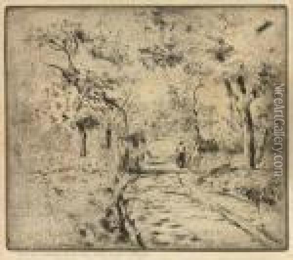 Dans Les Champs, A Ennery Oil Painting - Camille Pissarro