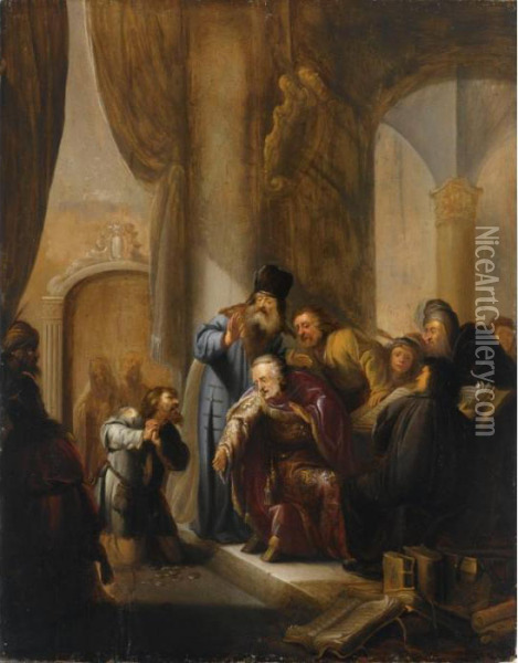 The Remorse Of Judas (matt. 27: 3-5) Oil Painting - Jacob Willemsz de Wet the Elder