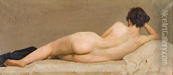 Nudo Di Donna Di Spalle Oil Painting - Giacomo Grosso