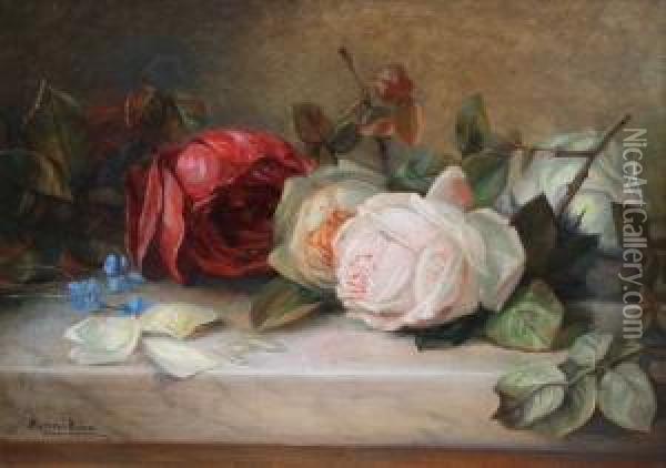 Still Life Of Roses Oil Painting - Florence Vernon