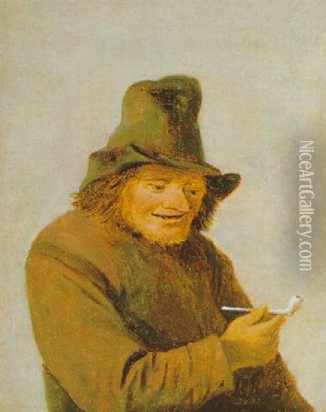 Portrait Eines Pfeife Rauchenden Bauern Oil Painting - Joos van Craesbeeck