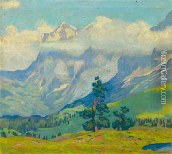 Engadine Mountain Landscape Oil Painting - Emil Cardinaux
