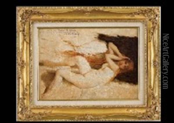 Women Laying Oil Painting - Jules Joseph Lefebvre