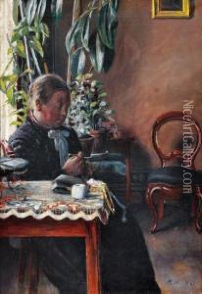 Mor Hekler 1890 1890 Oil Painting - Wilhelm Wetlesen